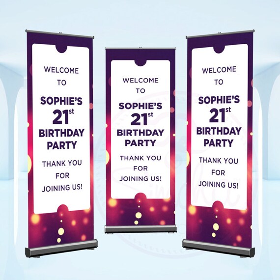 Birthday Party Welcome Sign Printed Roller Banner Pull Up Etsy