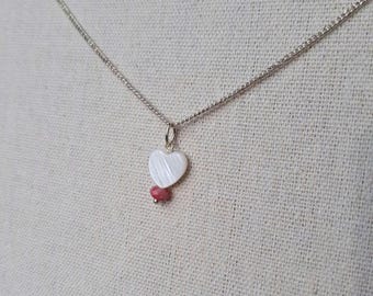 Kayla - Shell and Rhodochrosite Silver Necklace