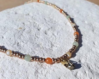 Elara - necklace with pyrite, aventurine, jade