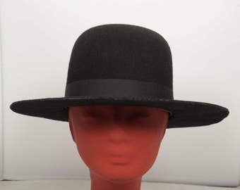 Chapeau de barre franche, Feutre noir, Chapeau noir, Barre franche noir,Chapeaux faits main,Chapeaux femme,Cadeau pour elle,Cadeau pour lui,Chapeau classique