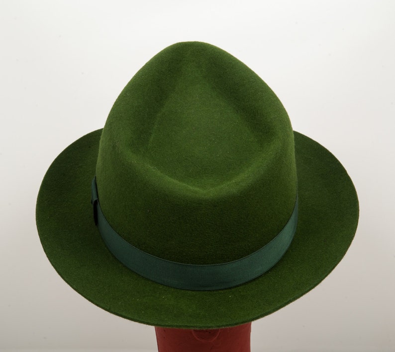 Cypress green Felt Fedora Classic hat Green Fedora Etsy