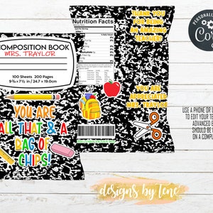 Teacher Appreciation Chip Bag | Teacher Appreciation Gift | Instant Download | Digital Download