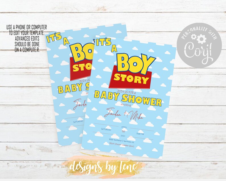 It's a Boy Story Baby Shower Invitation Instant Download Etsy