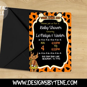 Flintstones Baby Shower Invitations | Bam Bam Baby Shower Invitations (0range) | Digital Download