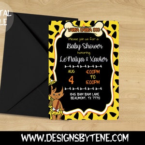 Flintstones Baby Shower Invitations | Bam Bam Baby Shower Invitations | Digital Download