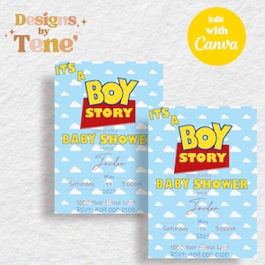 Boy Story Baby Shower Invitation  | Instant Download | Editable Canva | Digital Download