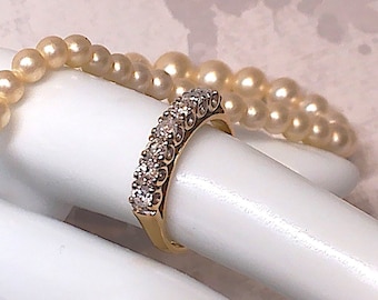 Anillo vintage de oro de 18 quilates con siete diamantes: joyería de patrimonio de 0,50 quilates