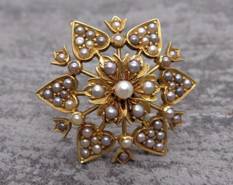 Antique Victorian Seed Pearl Brooch