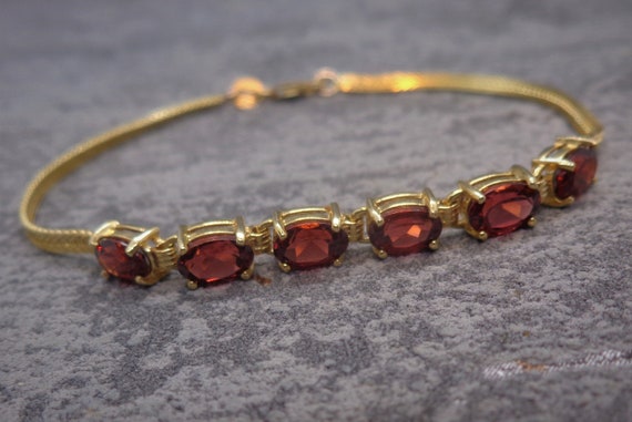 Solid Gold Garnet Bracelet