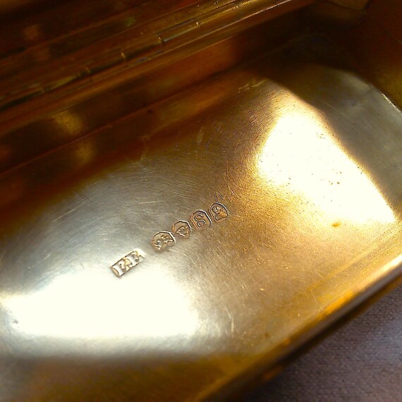 Antique William IV Solid Silver Gilt Lined Snuff … - image 5