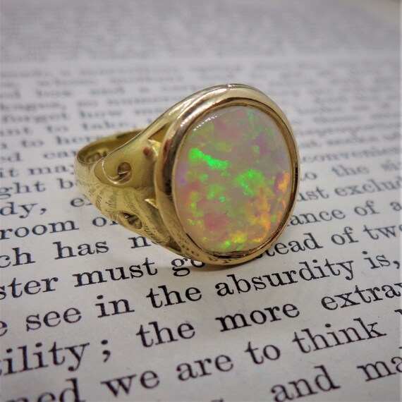 Stunning Antique Victorian Opal Signet Ring