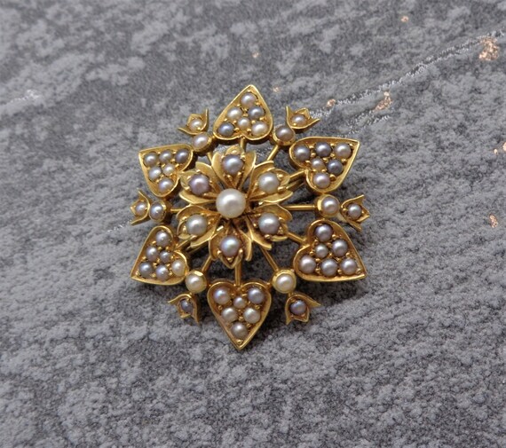 Antique Victorian Seed Pearl Brooch - image 2