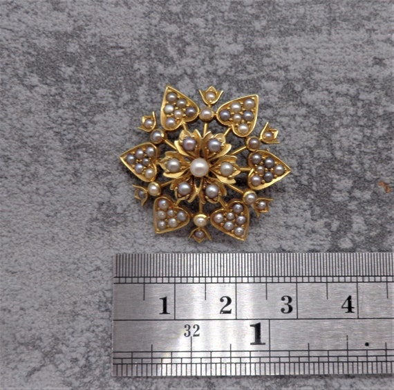 Antique Victorian Seed Pearl Brooch - image 7