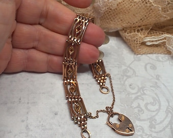 Antique Victorian/Edwardian Rose Gold Gate Bracelet
