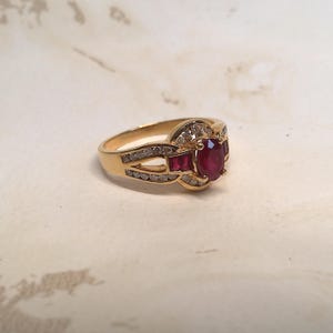 Vintage 0.33ct Diamond & Ruby Dress Ring - 18ct Gold - Hallmarked