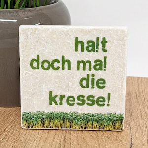 STOP THE CRESS - keukendecoratie met tegel-/stenen onderzetter