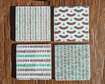 XICO Charming set of 4 vintage tiles/coasters/retro tiles