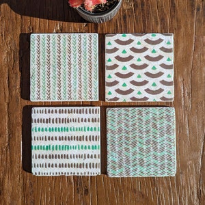 XICO Charming set of 4 vintage tiles/coasters/retro tiles