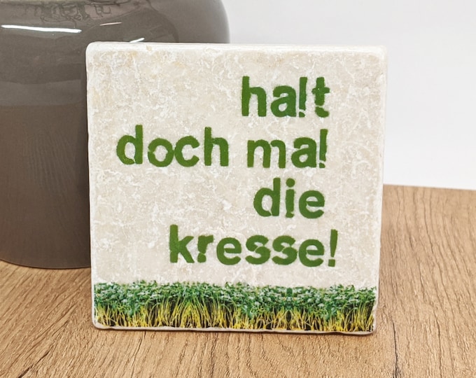 Featured listing image: Hold your horses! - Kitchen decor tile with saying / stone coaster