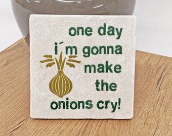 Saying vintage tile / coaster kitchen decoration onions