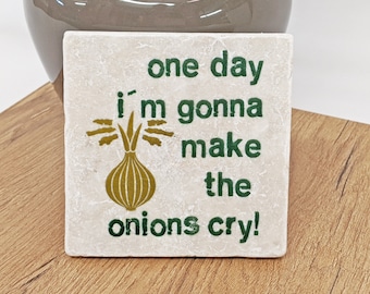 Saying vintage tile / coaster kitchen decoration onions