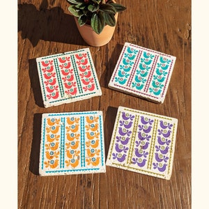 MORELIA Charming set of 4 vintage tiles / coasters / retro tiles