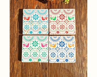 CANCUN Charming set of 4 vintage tiles / coasters / retro tiles