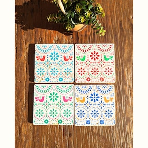 CANCUN Charming set of 4 vintage tiles / coasters / retro tiles image 1