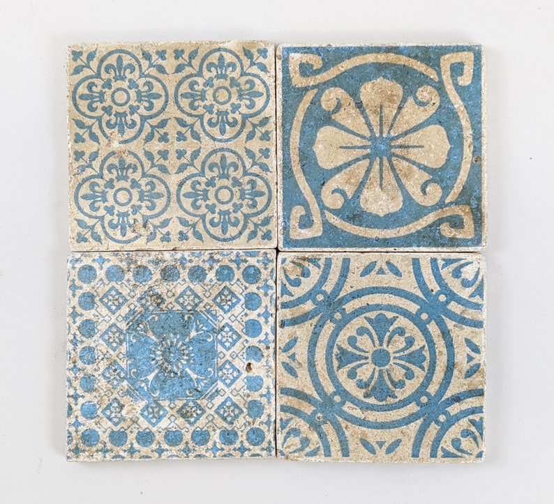 PORTO Conjunto mágico de 4 azulejos vintage / posavasos / azulejos retro imagen 2