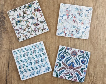 ETIENNE Charming set of 4 vintage tiles / coasters / retro tiles