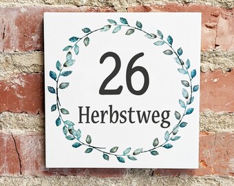 Vintage tile 20 x 20 cm house number YOUR MOTIF