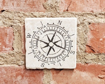 COMPASS Vintage Tile Retro Tile Coasters