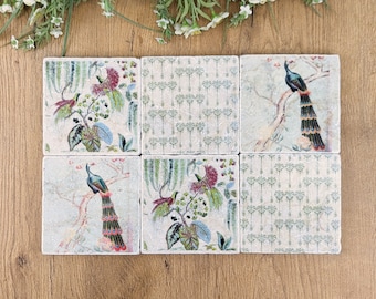 VICHY Charming set of 6 vintage tiles/coasters/retro tiles ANTIKLOOK
