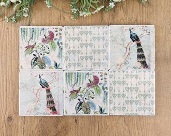 VICHY Charming set of 6 vintage tiles / coasters / retro tiles ANTIKLOOK