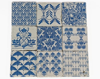 BENITO set of 9 vintage tiles/coasters/retro tiles