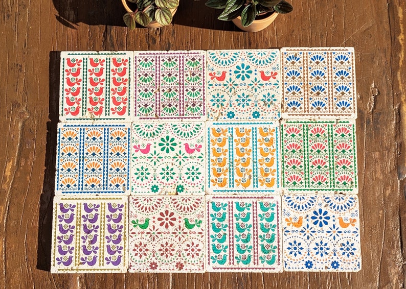 CANCUN Charming set of 4 vintage tiles / coasters / retro tiles 12er Set Buenavista