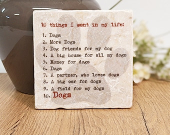 Slogan Tile DOGS Vintage Tile / Coaster / Retro Tile DOGS