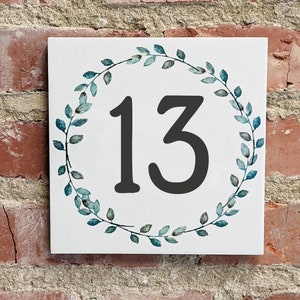 Vintage tile 20 x 20 cm large house number YOUR MOTIF
