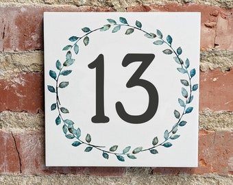 Vintage tile 20 x 20 cm large house number YOUR MOTIF