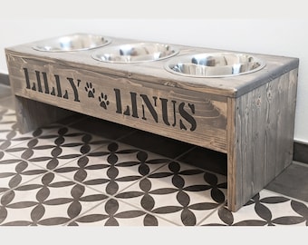Multi feeding station for smaller, larger and very large four-legged friends *Elegant in grey*