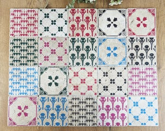 LAHOLM set of 20 beautiful vintage tiles / coasters / retro tiles