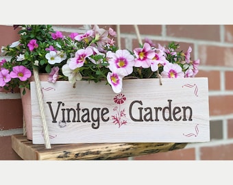 VINTAGE GARDEN * Wooden sign garden sign balcony decoration natural garden