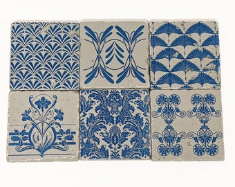 BASTO magical set of 6 vintage tiles / coasters / retro tiles