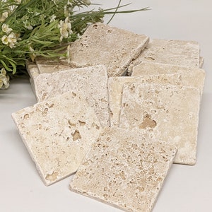 20 travertine tiles / coasters retro tiles 10 x 10 cm ANTIQUE LOOK