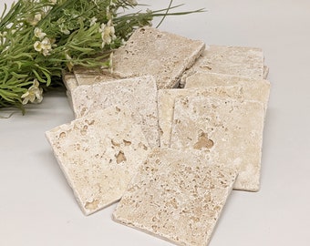 30 travertine tiles / coasters retro tiles 10 x 10 cm ANTIQUE LOOK