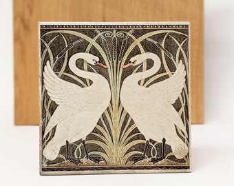 CYGNES Large vintage tile/retro tile/coaster 15 x 15 cm