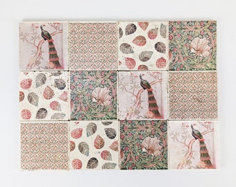LAVAL set of 12/24 beautiful vintage tiles / coasters / retro tiles