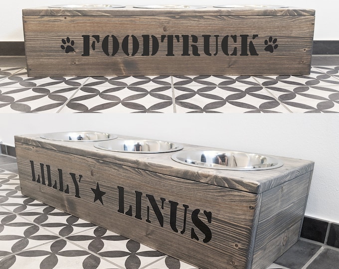 Featured listing image: Multi-purpose feeding station for small, large and very large four-legged friends *Elegant in GREY* Dogs & Cats
