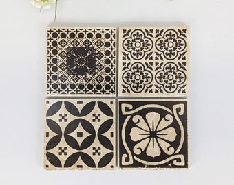 VALENCIA Beautiful set of 4 vintage tiles / coasters / retro tiles