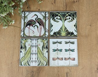 ROMY set of 4 vintage tiles/retro tiles/coasters each 15 x 15 cm